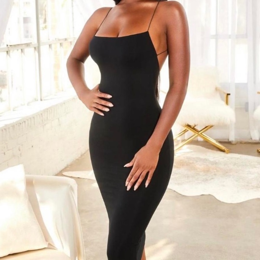 Oh Polly Less Drama Backless Bodycon Midi Dress